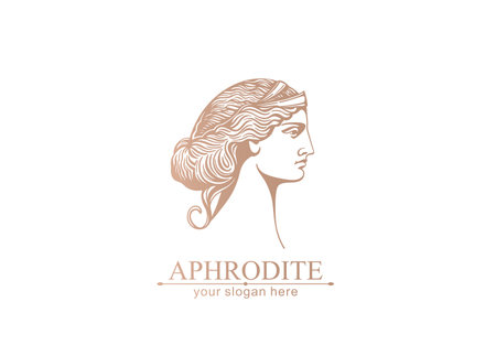 Aphrodite or Venus. woman face . Emblem for a beauty or yoga salon. vector illustrationのイラスト素材