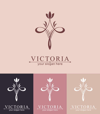 Letter V template. Monnogram, delicate floral design. personal .のイラスト素材