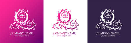 Letter Q logo template. Monnogram, delicate floral design. personal logo. vector design.のイラスト素材