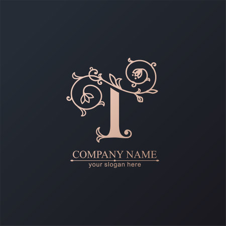 Letter T  template. Monnogram, delicate floral design. personal . vector design.のイラスト素材