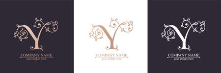 Letter Y logo template. Monnogram, delicate floral design. personal logo. vector design.のイラスト素材