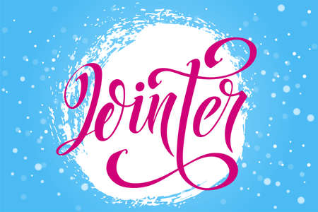 Hello winter hand lettering calligraphy. Vector holiday illustration element. Typographic element for banner, congratulations.
