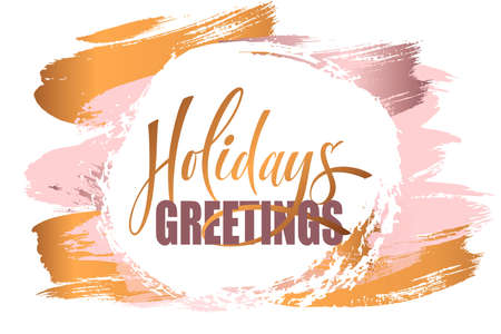 holidays greetings hand lettering calligraphy. Vector holiday illustration element. Typographic element for banner, congratulations.のイラスト素材