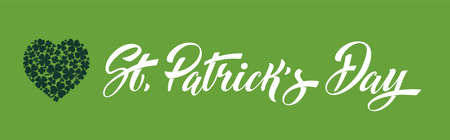 Happy Saint Patricks day handwritten lettering typography. hand drawn design elements. Logos and emblems for invitation, card.のイラスト素材