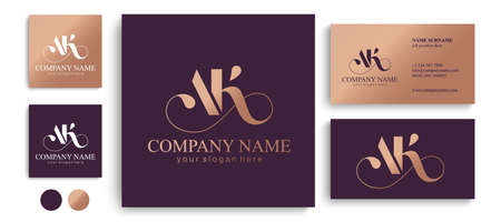 AK letter monogram. Elegant luxury logo. calligraphic style. Corporate identity and personal logo. vector design.のイラスト素材