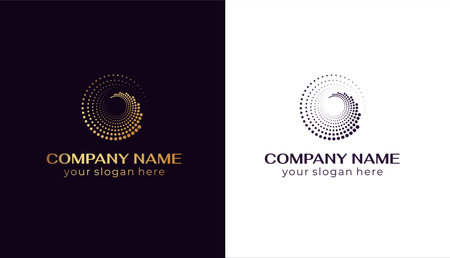 Round dot logo. Vector design element for various uses. Graphic element with small dots for designer prints.のイラスト素材
