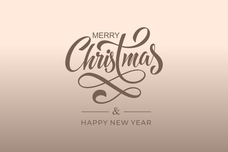 Merry Christmas and Happy New Year hand lettering calligraphy. Vector holiday illustration element. Typographic element for congratulations.のイラスト素材