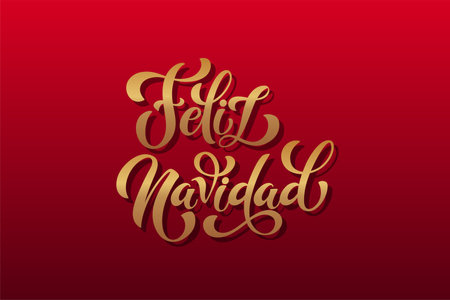 Feliz Navidad spanish Merry Christmas Modern calligraphy lettering on sticker for season greetings. Vector backgroundのイラスト素材