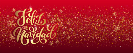 Feliz Navidad spanish Merry Christmas Modern calligraphy lettering on sticker for season greetings. Vector backgroundのイラスト素材