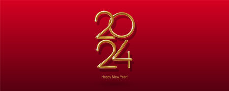 2024 Happy New Year hand lettering calligraphy. Vector holiday illustration element. Typographic...