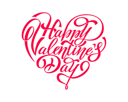 Happy Valentine's Day hand lettering vector type illustration. Vector illustration. Romantic quote card. Text for card or invitation, banner template.のイラスト素材