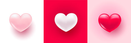 Background with heart. Delicate bright with 3D volumetric hearts. Texture for banner and postcard. Suitable for Valentine's Day and Mother's Day. Vector illustrationのイラスト素材