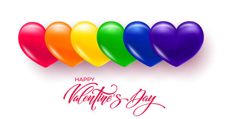 Happy Valentine's Day. LGBT pride flag. Design for banners. Vector illustration. LGBT Valentine's Day carのイラスト素材