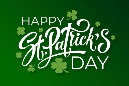 Happy Saint Patricks day handwritten lettering typography. Hand drawn design elements. Logos and emblems for invitationのイラスト素材