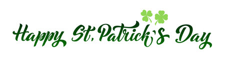 Happy Saint Patricks day handwritten lettering typography. Hand drawn design elements. Logos and emblems for invitation, card.のイラスト素材