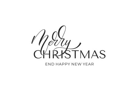 Merry Christmas and Happy New Year hand lettering calligraphy. Vector holiday illustration element.のイラスト素材