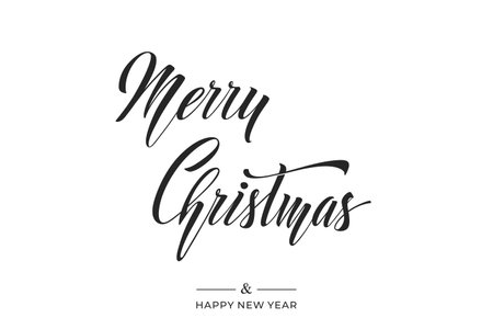 Merry Christmas and Happy New Year hand lettering calligraphy. Vector holiday illustration element.のイラスト素材