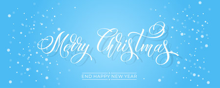 Merry Christmas and Happy New Year hand lettering calligraphy. Vector holiday illustration element.のイラスト素材