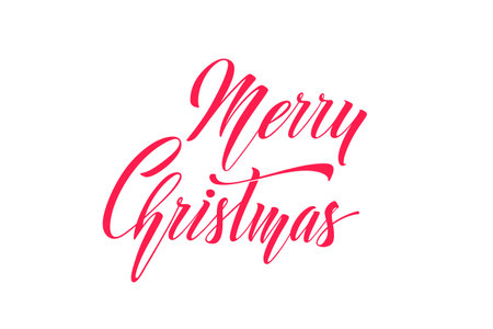 Merry Christmas and Happy New Year hand lettering calligraphy. Vector holiday illustration element.のイラスト素材