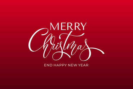 Merry Christmas and Happy New Year hand lettering calligraphy. Vector holiday illustration element.のイラスト素材