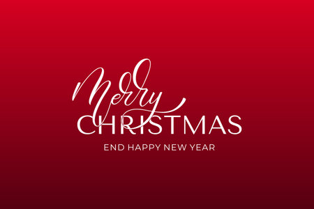 Merry Christmas and Happy New Year hand lettering calligraphy. Vector holiday illustration element.のイラスト素材