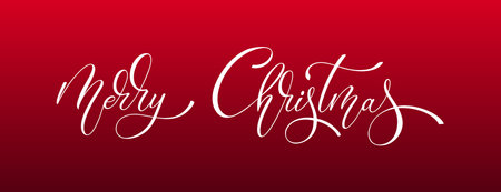 Merry Christmas and Happy New Year hand lettering calligraphy. Vector holiday illustration element.のイラスト素材