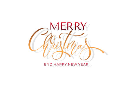 Merry Christmas and Happy New Year hand lettering calligraphy. Vector holiday illustration element.のイラスト素材