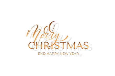 Merry Christmas and Happy New Year hand lettering calligraphy. Vector holiday illustration element.のイラスト素材
