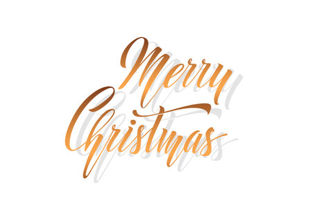 Merry Christmas and Happy New Year hand lettering calligraphy. Vector holiday illustration element.のイラスト素材