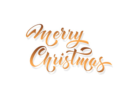 Merry Christmas and Happy New Year hand lettering calligraphy. Vector holiday illustration element.のイラスト素材