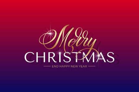 Merry Christmas and Happy New Year hand lettering calligraphy. Vector holiday illustration element.のイラスト素材