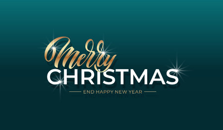 Merry Christmas and Happy New Year hand lettering calligraphy. Vector holiday illustration element.のイラスト素材