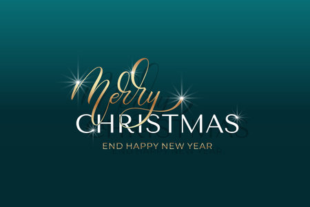 Merry Christmas and Happy New Year hand lettering calligraphy. Vector holiday illustration element.のイラスト素材