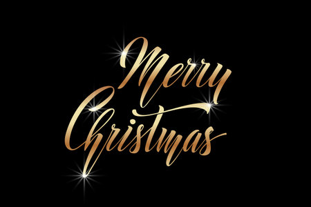 Merry Christmas and Happy New Year hand lettering calligraphy. Vector holiday illustration element.のイラスト素材