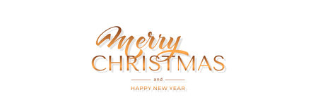 Merry Christmas and Happy New Year hand lettering calligraphy. Vector holiday illustration element.のイラスト素材