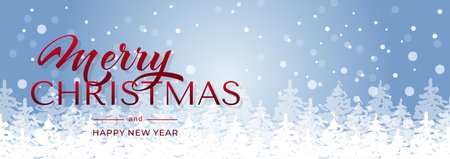 Merry Christmas and Happy New Year hand lettering calligraphy. Vector holiday illustration element.のイラスト素材