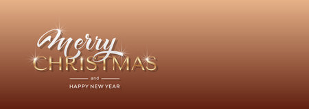 Merry Christmas and Happy New Year hand lettering calligraphy. Vector holiday illustration element.のイラスト素材