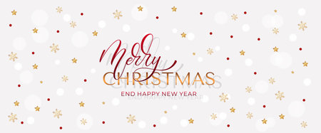 Merry Christmas and Happy New Year hand lettering calligraphy. Vector holiday illustration element.のイラスト素材