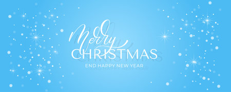 Merry Christmas and Happy New Year hand lettering calligraphy. Vector holiday illustration element.のイラスト素材