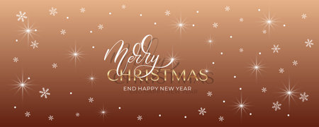 Merry Christmas and Happy New Year hand lettering calligraphy. Vector holiday illustration element.のイラスト素材