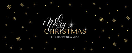 Merry Christmas and Happy New Year hand lettering calligraphy. Vector holiday illustration element.のイラスト素材