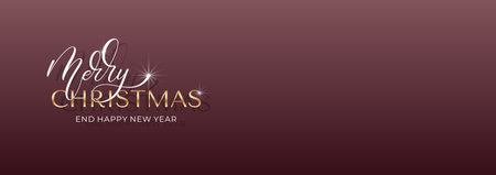 Merry Christmas and Happy New Year hand lettering calligraphy. Vector holiday illustration element.のイラスト素材