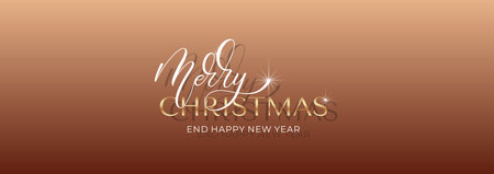 Merry Christmas and Happy New Year hand lettering calligraphy. Vector holiday illustration element.のイラスト素材