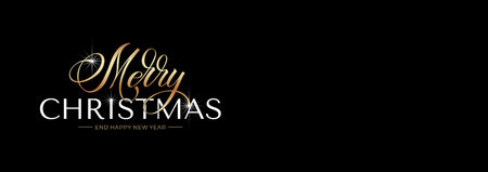 Merry Christmas and Happy New Year hand lettering calligraphy. Vector holiday illustration element.のイラスト素材