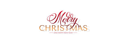 Merry Christmas and Happy New Year hand lettering calligraphy. Vector holiday illustration element.のイラスト素材