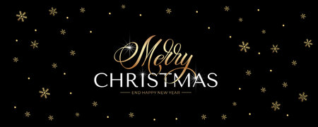 Merry Christmas and Happy New Year hand lettering calligraphy. Vector holiday illustration element.のイラスト素材