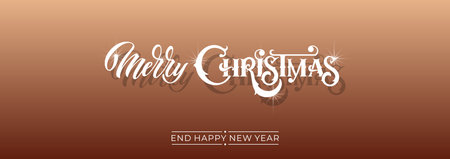 Merry Christmas and Happy New Year hand lettering calligraphy. Vector holiday illustration element.のイラスト素材