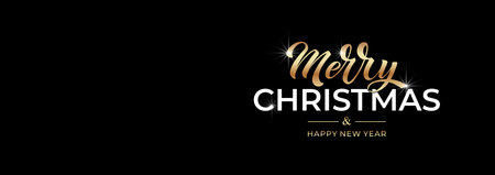 Merry Christmas and Happy New Year hand lettering calligraphy. Vector holiday illustration element.のイラスト素材
