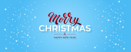 Merry Christmas and Happy New Year hand lettering calligraphy. Vector holiday illustration element.のイラスト素材