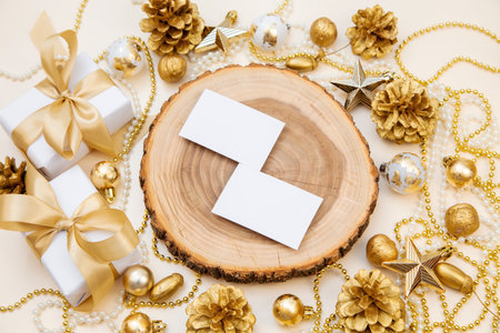 Natural cotton paper with rough edges adds an elegant and organic touch perfect for branding, mockups, or festive design presentations.の写真素材